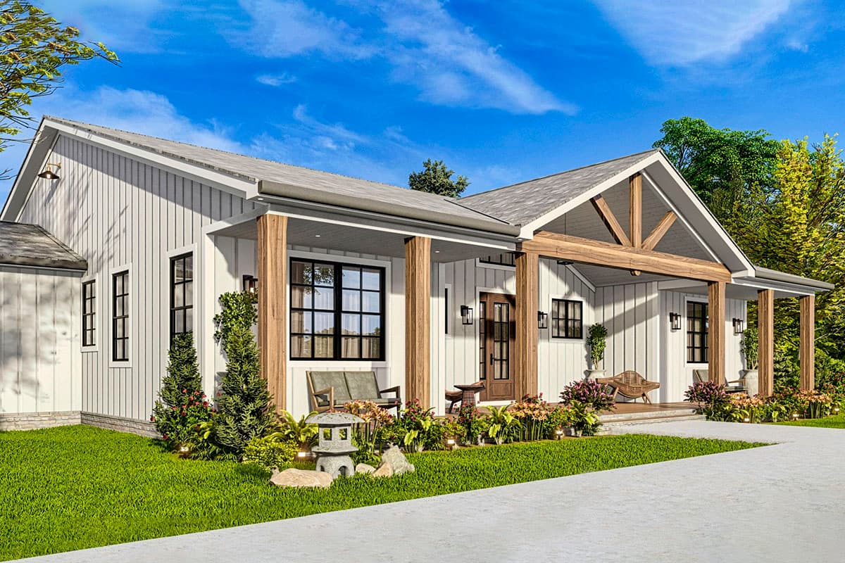 Plan 25800GE: Rustic One-Story Country Craftsman Home Plan Under 2300 Square Feet with 2-Car Garage - Image #5 - Country, Craftsman, Ranch, Rustic