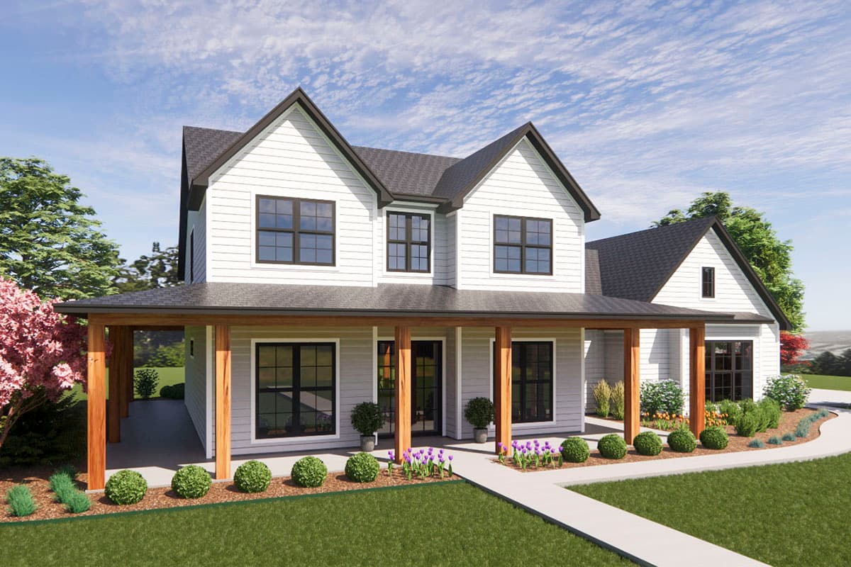 Plan 818042JSS: 4-Bed Modern Farmhouse Plan with Wraparound Porch - 2755 Sq Ft - Image #4 - Farmhouse, Modern Farmhouse, New American, Southern, Traditional