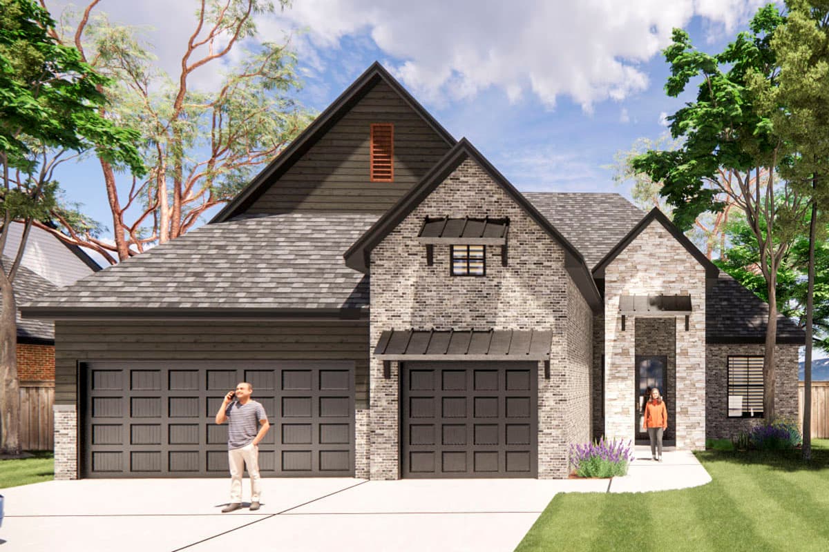 Plan 421500CHD: 1800 Square Foot Transitional European-style House Plan with 3 Beds and 2 Baths - Image #4 - European, Transitional, Tudor