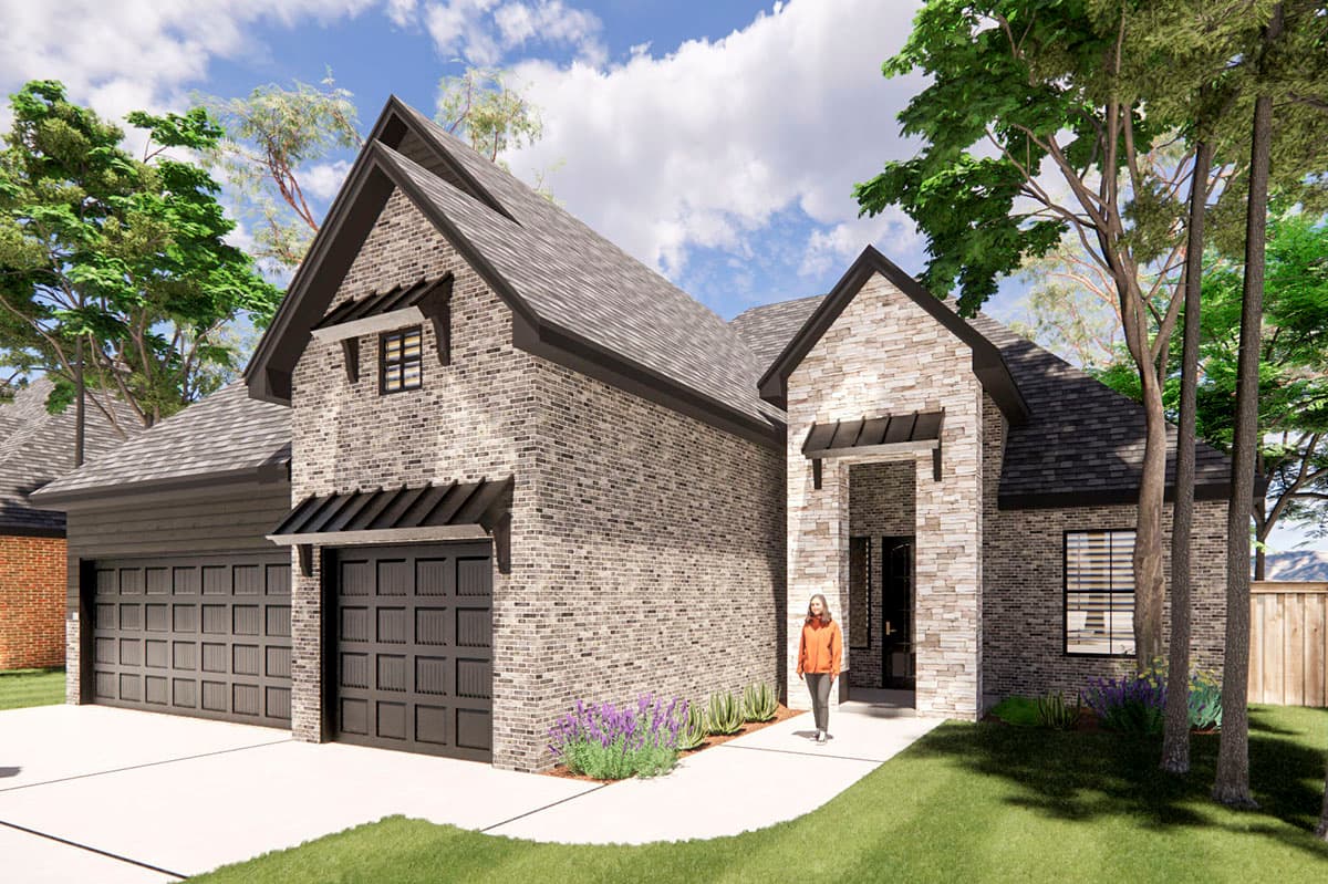 Plan 421500CHD: 1800 Square Foot Transitional European-style House Plan with 3 Beds and 2 Baths - Image #5 - European, Transitional, Tudor