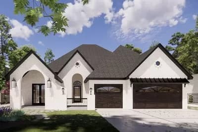Contemporary Euro-Style House Plan Under 2600 Square Feet with Vaulted Great Room
