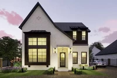 2200 Square Foot Transitional House Plan with Raised Study