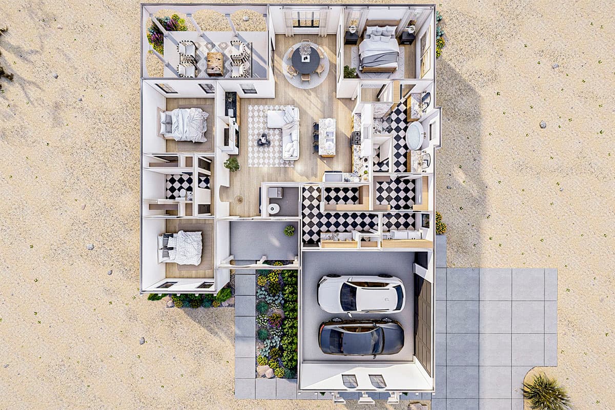 Plan 623197DJ: One-Story Mediterranean-Style House Plan Under 1800 Square Feet with 3 Bedrooms - Image #16 - European, Mediterranean, Ranch, Southern, Tuscan