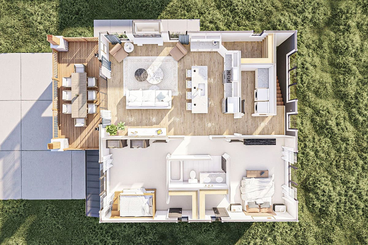 Plan 623198DJ: 3-Car 2-Bed Garage Apartment Plan with Mixed Material Exterior - Image #16 - Carriage, Craftsman, New American, Rustic