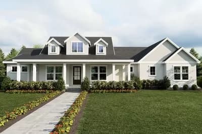 3-Bed Country Home Plan with Deep Front Porch and Vaulted Ceilings - 2441 Sq Ft