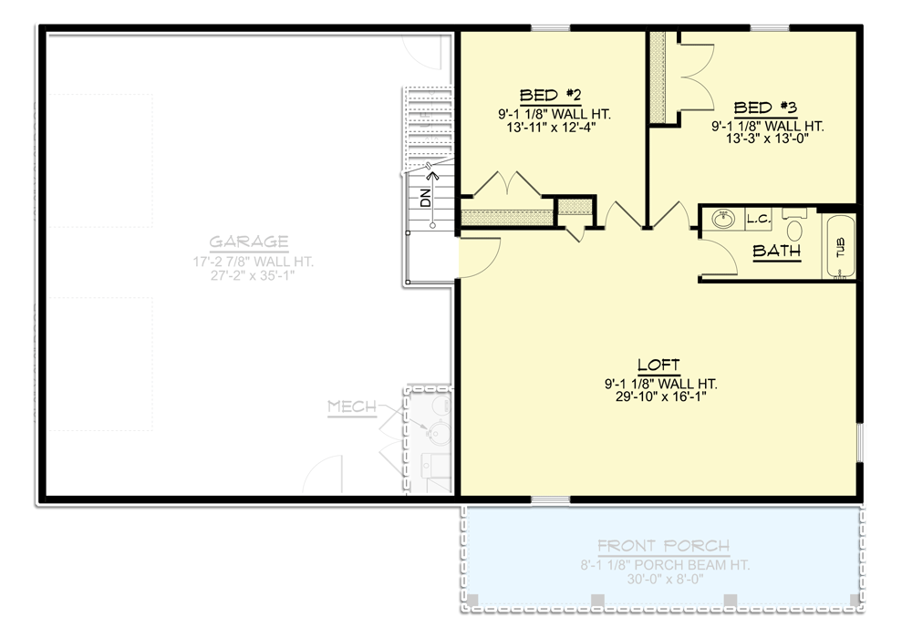 Plan 135222GRA: 3-Bed Barndominium with Main Level Master and 1126 Square Foot Garage - Floor Plan - 2nd Floor - Barndominium, Country, Farmhouse, Rustic, Traditional