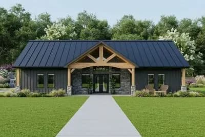 One-Story Rustic Craftsman House Plan Under 1700 Square Feet with Vaulted Great Room