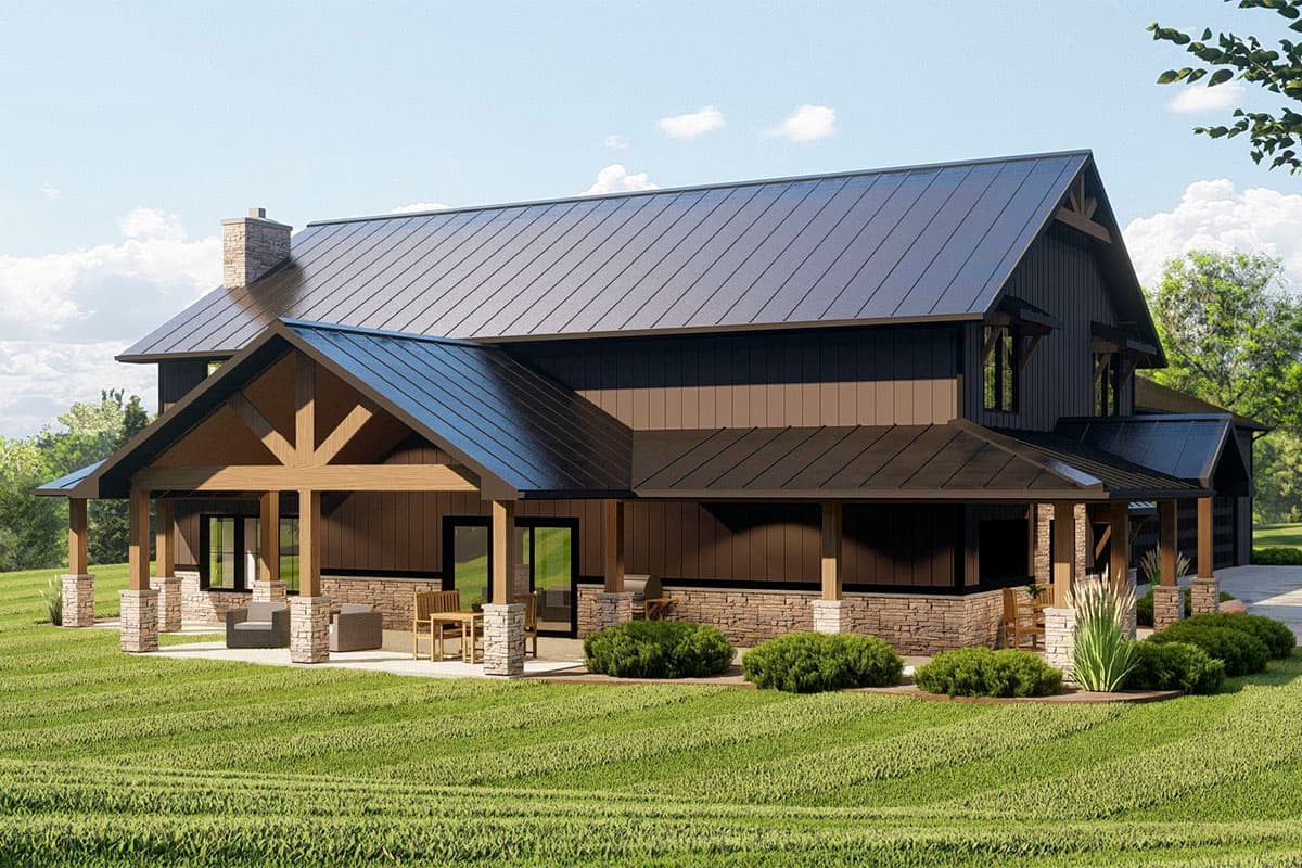 Plan 135224GRA: 4-Bed Barndominium House Plan with Massive 4000 Square Foot Shop - Image #6 - Barndominium, Country, Rustic, Traditional