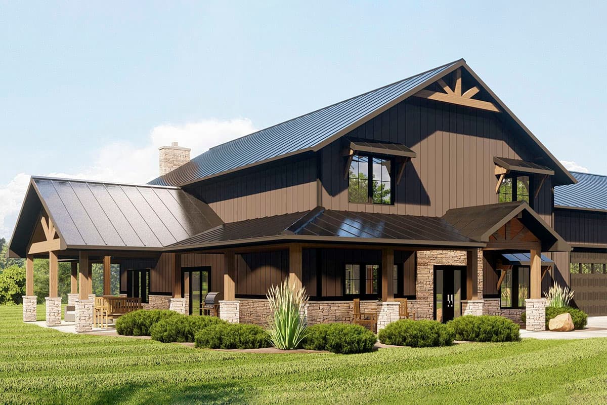 Plan 135224GRA: 4-Bed Barndominium House Plan with Massive 4000 Square Foot Shop - Image #7 - Barndominium, Country, Rustic, Traditional