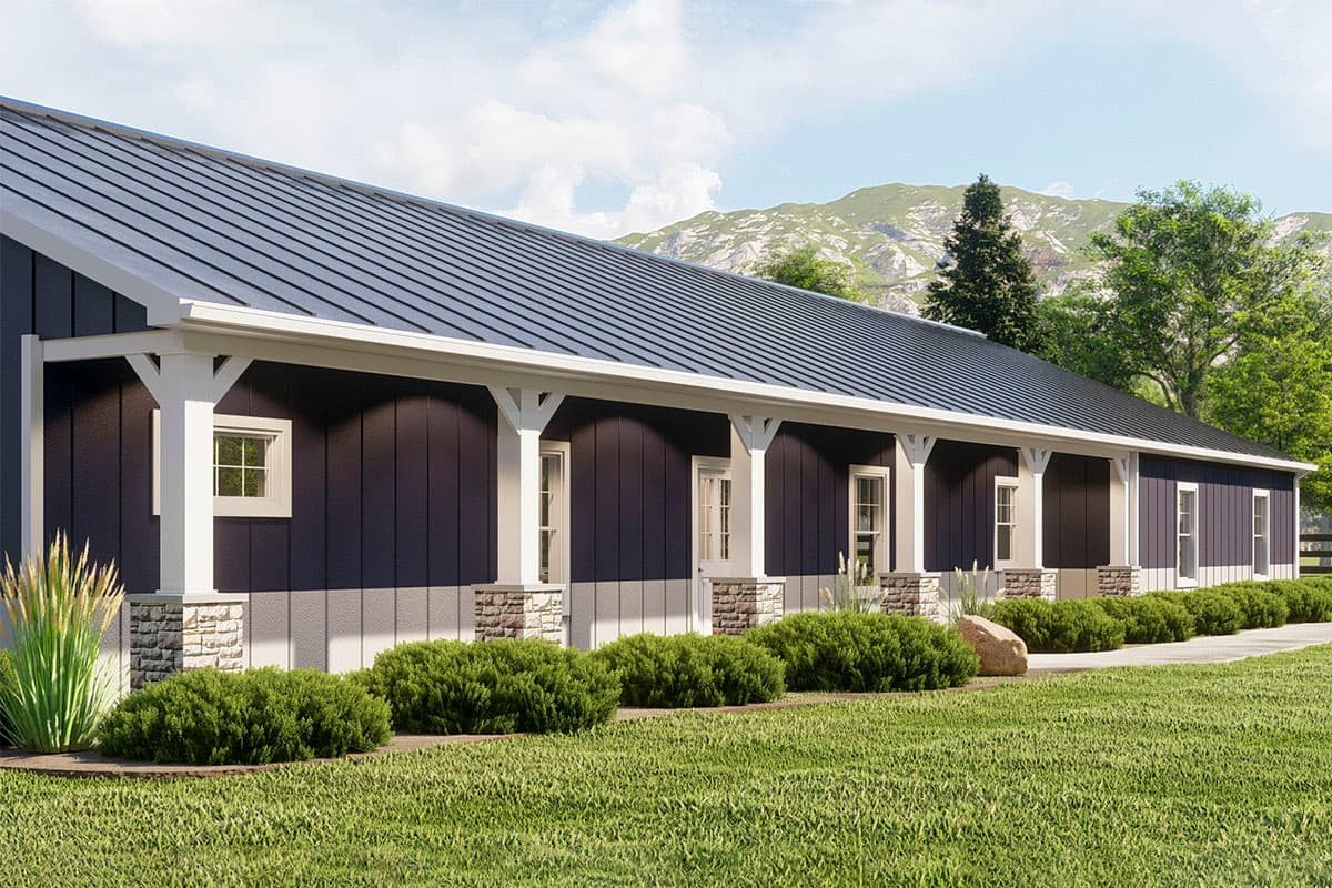 Plan 135225GRA: 1800 Square Foot 3 Bed Barndominium with Oversized 4-Car Side-Entry Garage - Image #5 - Country, Ranch, Rustic, Traditional