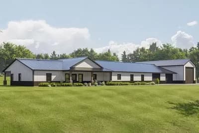 One-Story Barndominium with Large Office and Large Garage with Drive-Through RV Bay - 3198 Sq Ft