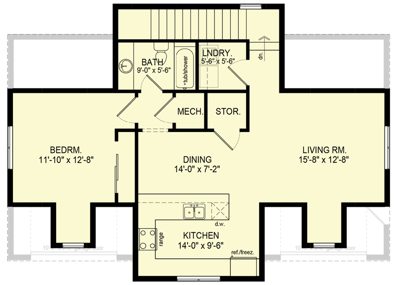 Plan 493006GNT: 882 Square Foot Apartment Above 3-Car Garage - Floor Plan - 2nd Floor - Carriage, Country, Craftsman