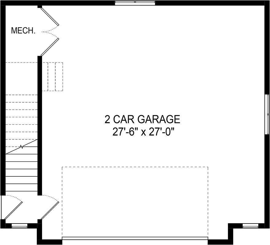 Plan 493008GNT: 679 Square Foot 2-Car Garage Apartment - Floor Plan - Main Level - Carriage, Country, Craftsman, New American, Traditional