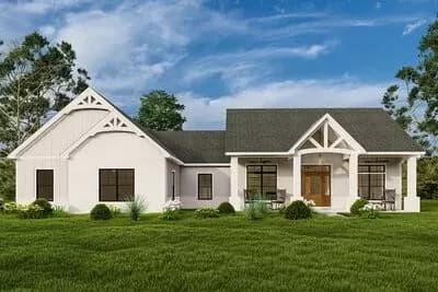 Country Craftsman House Plan Under 2500 Square Feet with Outdoor Fireplace