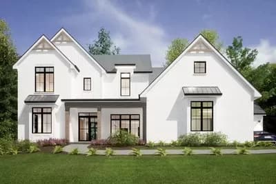 4-Bed New American House Plan Under 3400 Square Feet with Home Office - 3369 Sq Ft