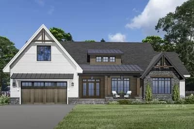 One-Level Modern Farmhouse Plan Under 2300 Square Feet with Home Office
