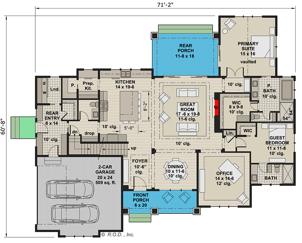 Plan 14745RK: 4-Bed Contemporary Farmhouse Plan Under 3300 Square Feet with Bonus Expansion - Floor Plan - Main Level - Country, Craftsman, Modern Farmhouse, New American, Rustic