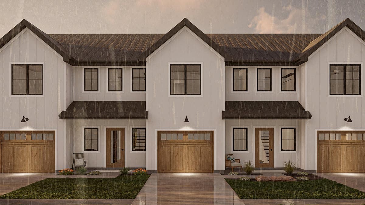 Plan 623200DJ: Modern Farmhouse Triplex House Plan with 3-Bed Units Under 1800 Square Feet - Image #19 - Country, Modern Farmhouse, New American, Traditional