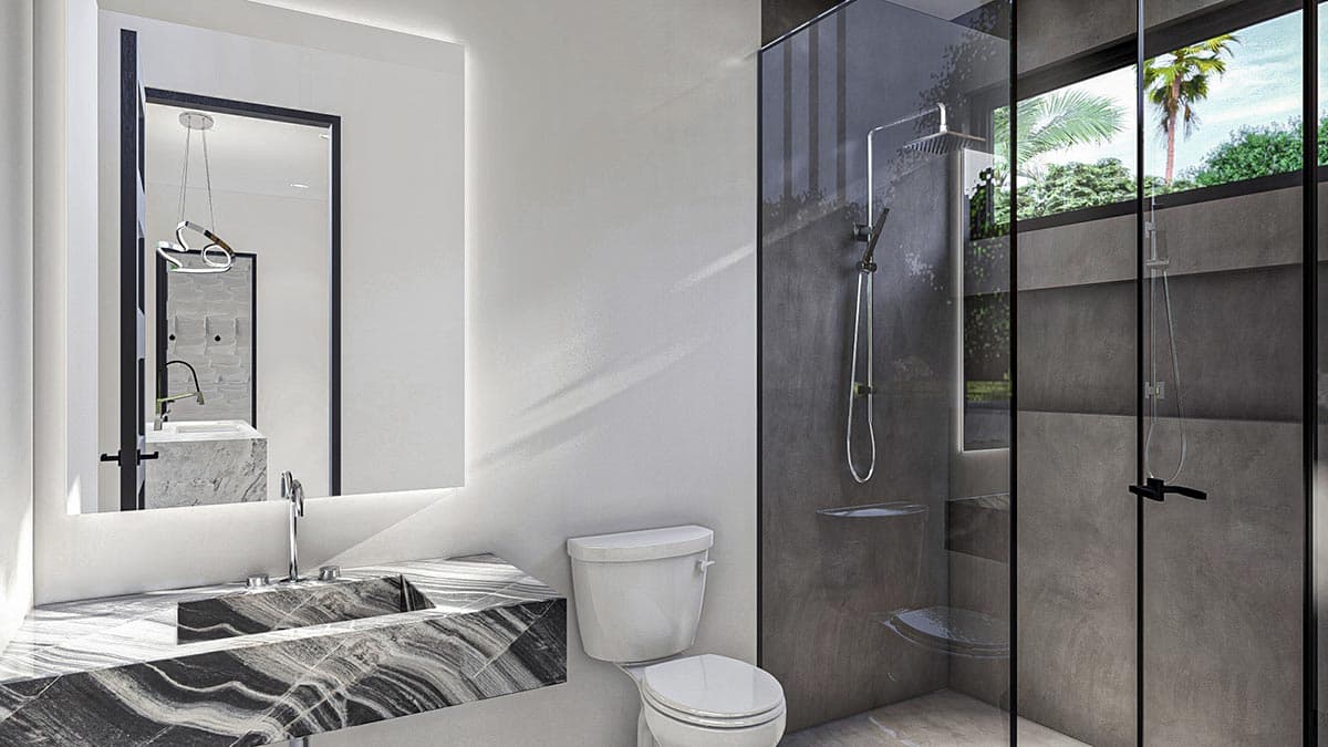 Plan 623202DJ: Mid-Century Modern Pool House with 2-Sided Fireplace - Image #8 - Contemporary, Mid Century Modern, Modern