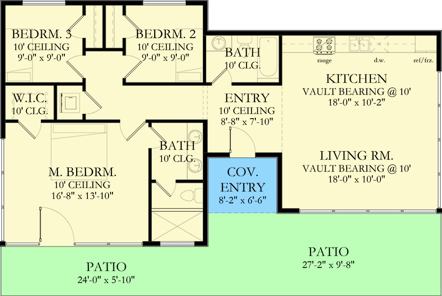 Plan 490107NAH: 1200 Square Foot Contemporary with Large Outdoor Patio - Floor Plan - Main Level - Contemporary, Mid Century Modern, Modern, Mountain, Northwest