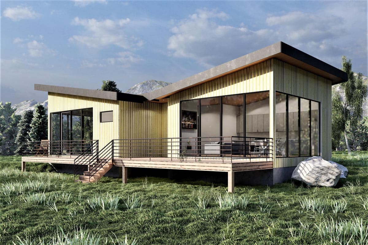 Plan 490107NAH: 1200 Square Foot Contemporary with Large Outdoor Patio - Image #5 - Contemporary, Mid Century Modern, Modern, Mountain, Northwest