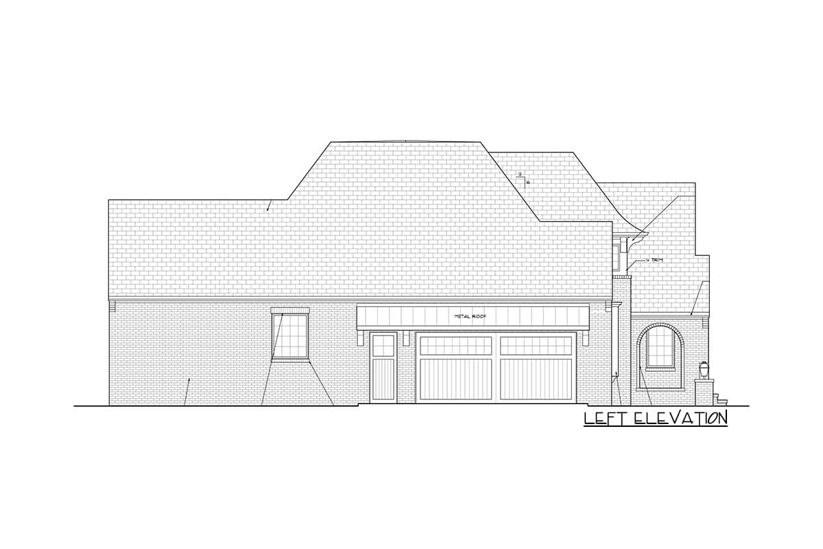 Plan 93149EL: One-Level Transitional Tudor House Plan with Bonus Room and Covered Veranda - Image #6 - European, Transitional, Tudor