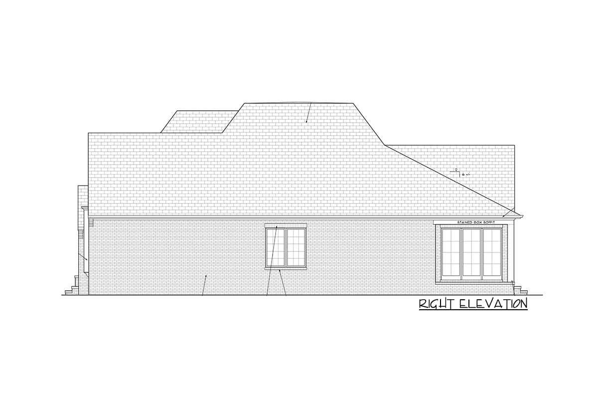 Plan 93149EL: One-Level Transitional Tudor House Plan with Bonus Room and Covered Veranda - Image #7 - European, Transitional, Tudor