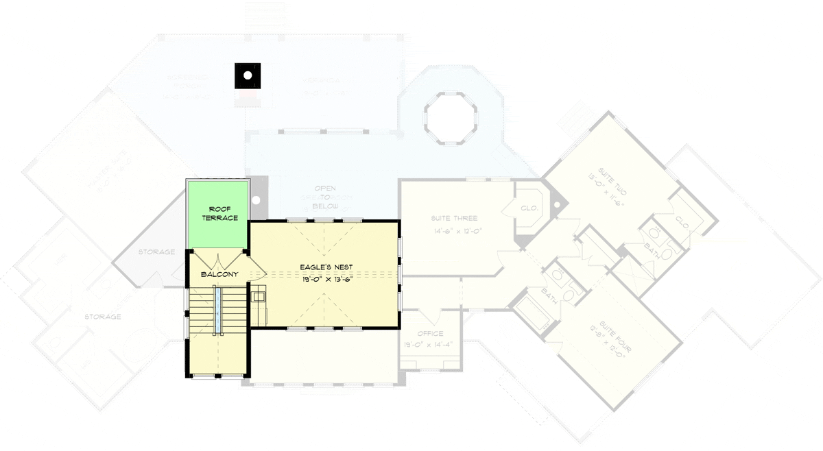 Plan 93153EL: Country Craftsman House Plan with 3rd Floor Eagle's Nest - 3596 Sq Ft - Floor Plan - 3rd Floor - Contemporary, Country, Craftsman, New American, Rustic, Transitional