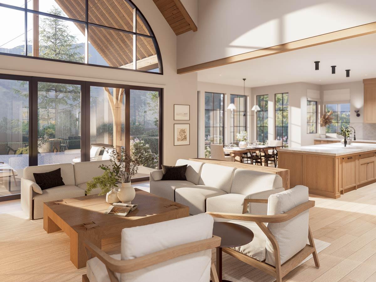 Plan 270068AF: 2-Story Transitional House Plan with Main Floor Master Bedroom and 3-Car Garage - Image #4 - Country, European, New American, Transitional