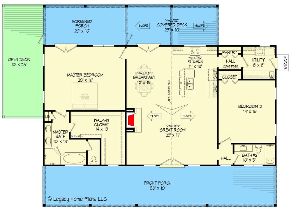 Plan 680091VR: Mountain House Plan with Over 1000 Square Feet of Covered Outdoor Space - Floor Plan - Main Level - Country, Ranch, Traditional