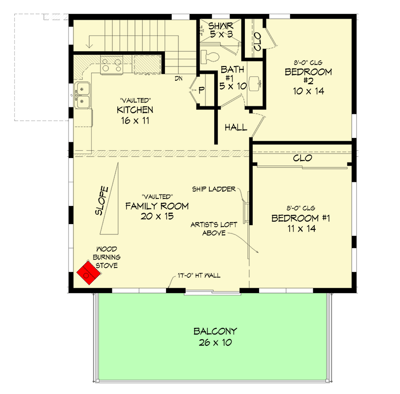 Plan 680092VR: 3-Bed Lake Home Plan Under 1600 Square Feet with Drive-Under Garage - Floor Plan - 2nd Floor - Contemporary, Mountain