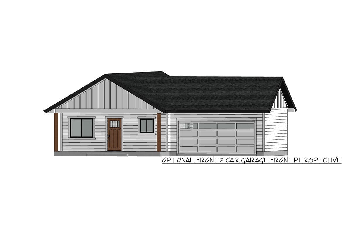 Plan 420084WNT: 2-Bed ADU-Friendly Cottage Under 900 Square Feet - Image #9 - Cottage, Country, Ranch, Traditional