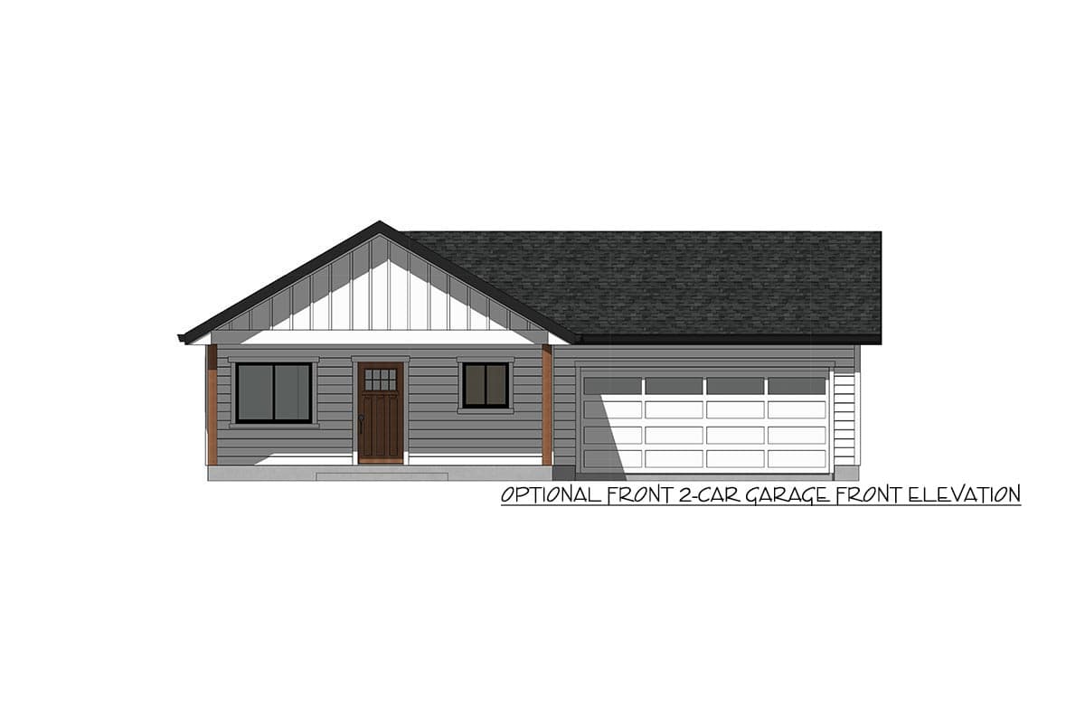 Plan 420084WNT: 2-Bed ADU-Friendly Cottage Under 900 Square Feet - Image #5 - Cottage, Country, Ranch, Traditional