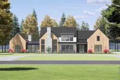 Modern Farmhouse Plan with Vaulted Great Room and Game Room