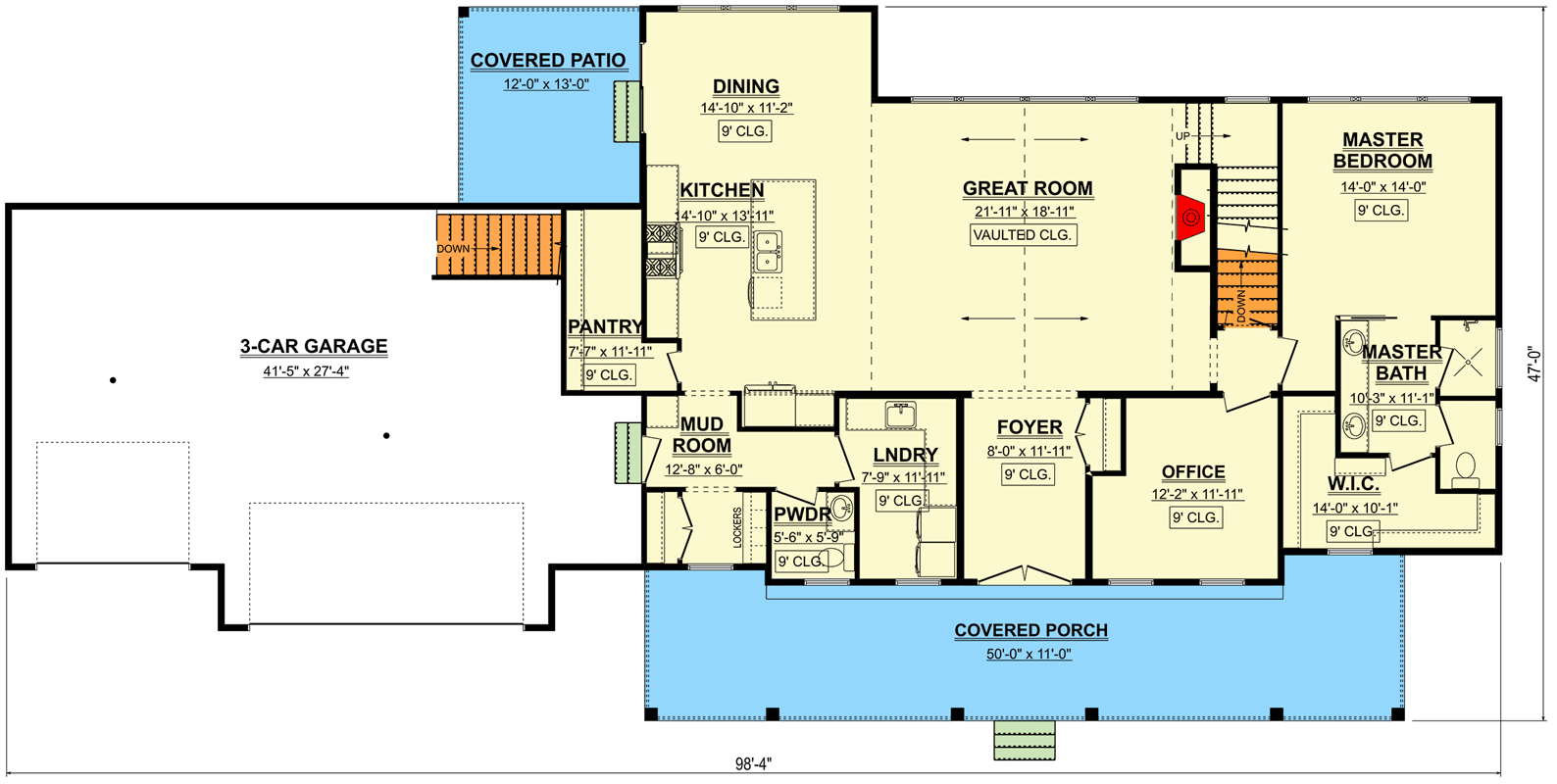 Plan 911028JVD: 2-Story Modern Farmhouse Under 2400 Square Feet with Expansive Front Porch - Floor Plan - Main Level - Country, Craftsman, Farmhouse, Modern Farmhouse, New American, Southern