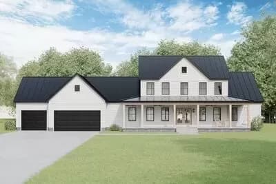 2-Story Modern Farmhouse Under 2400 Square Feet with Expansive Front Porch