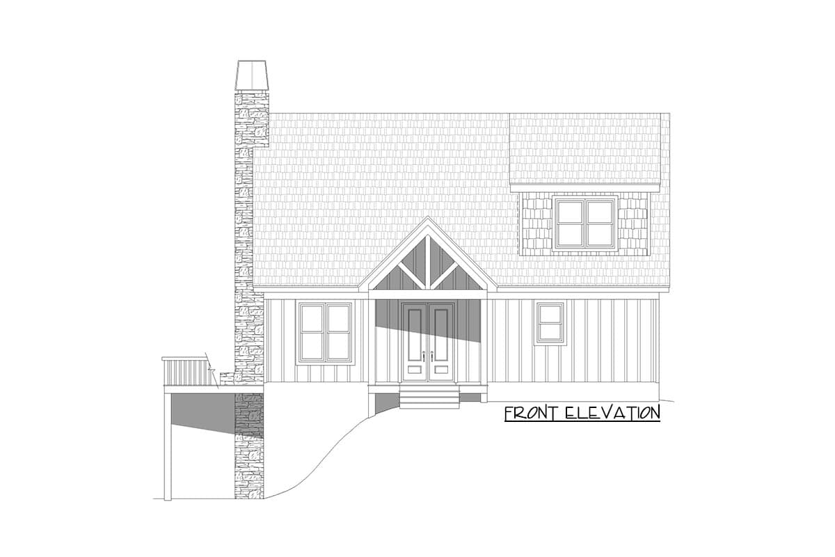 Plan 680093VR: 2-Story Lake House Plan Under 1800 Square Feet for a Side-Sloping Lot - Image #5 - Country, Mountain, New American, Rustic, Traditional, Vacation