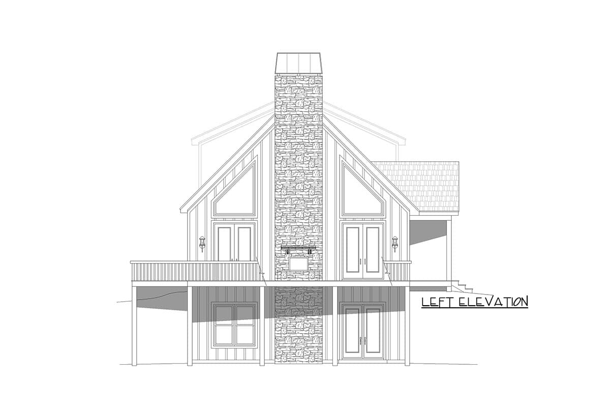 Plan 680093VR: 2-Story Lake House Plan Under 1800 Square Feet for a Side-Sloping Lot - Image #6 - Country, Mountain, New American, Rustic, Traditional, Vacation