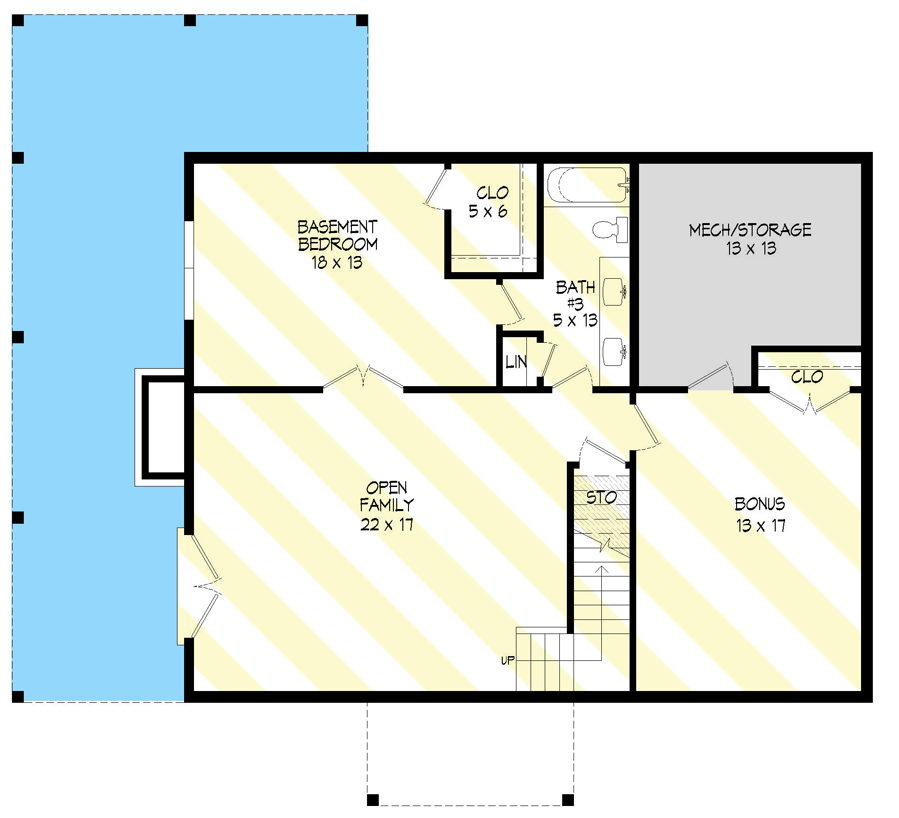Plan 680093VR: 2-Story Lake House Plan Under 1800 Square Feet for a Side-Sloping Lot - Floor Plan - Optionally Finished Basement Foundation - Country, Mountain, New American, Rustic, Traditional, Vacation