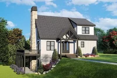 2-Story Lake House Plan Under 1800 Square Feet for a Side-Sloping Lot