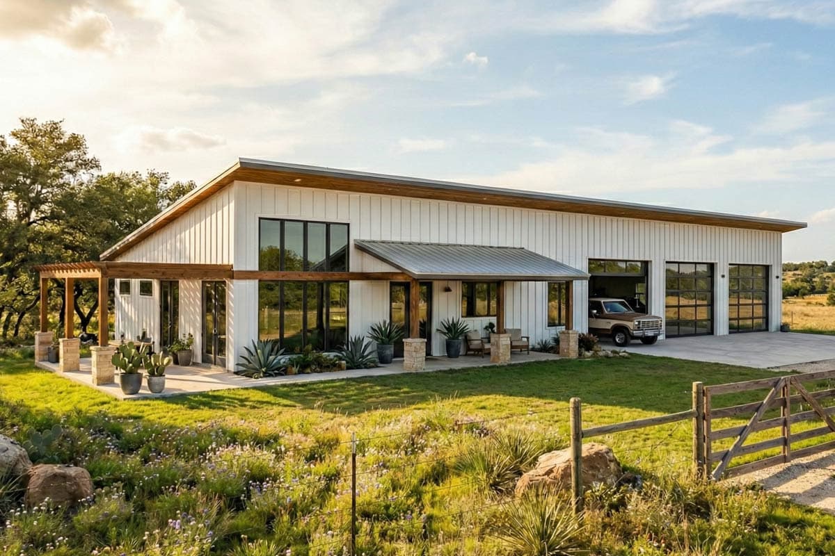 Plan image - 623203DJ:Modern-Style Barndominium House Plan Under 2000 Square Feet