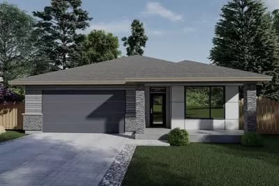 4 Bed 1900 Square Foot One-Level Prairie-Ranch Home Plan