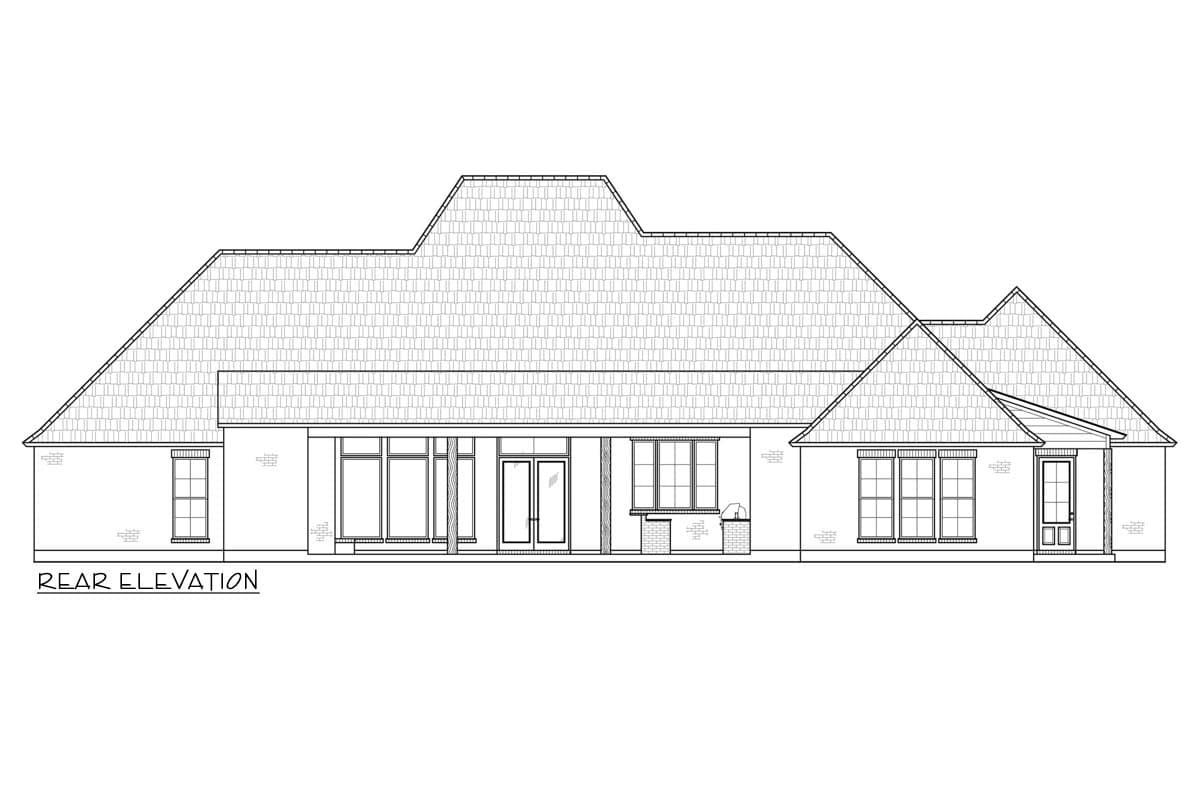 Plan 56534SM: 4-Bedroom French Country House Plan with Outdoor Kitchen and Fireplace - Image #5 - Acadian, Country, European, French Country, Louisiana-Style, Ranch, Southern