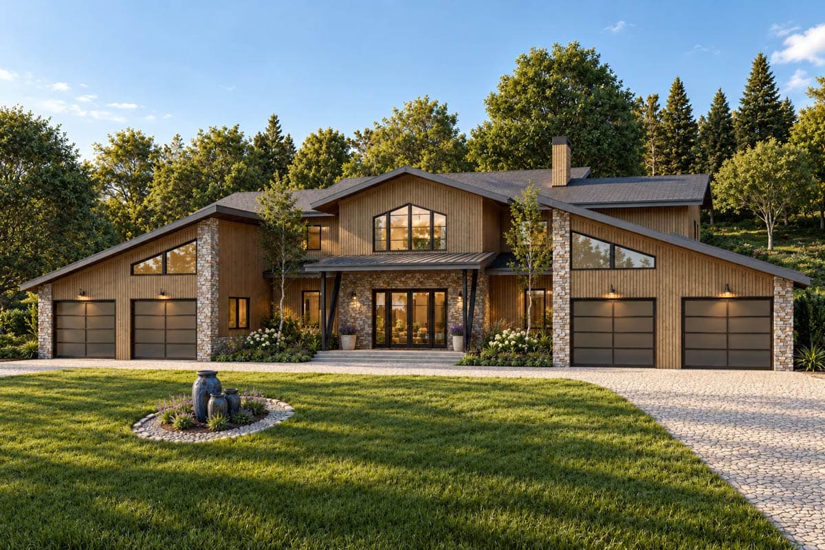 Plan image - 871029JEN:Symmetrical Modern House Plan with Matching Wings and Large Outdoor Entertaining Space
