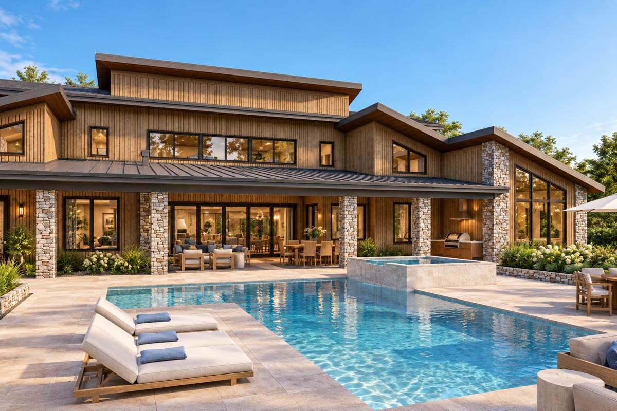 Plan 871029JEN: Symmetrical Modern House Plan with Matching Wings and Large Outdoor Entertaining Space - Image #5 - Contemporary, Mid Century Modern, Modern