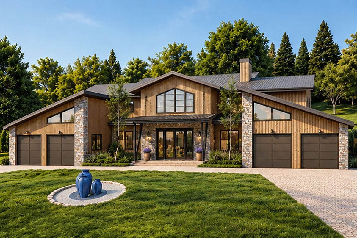 Plan 871029JEN: Symmetrical Modern House Plan with Matching Wings and Large Outdoor Entertaining Space - Image #3 - Contemporary, Mid Century Modern, Modern