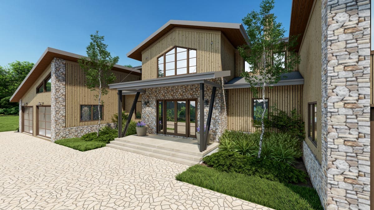 Plan 871029JEN: Symmetrical Modern House Plan with Matching Wings and Large Outdoor Entertaining Space - Image #4 - Contemporary, Mid Century Modern, Modern