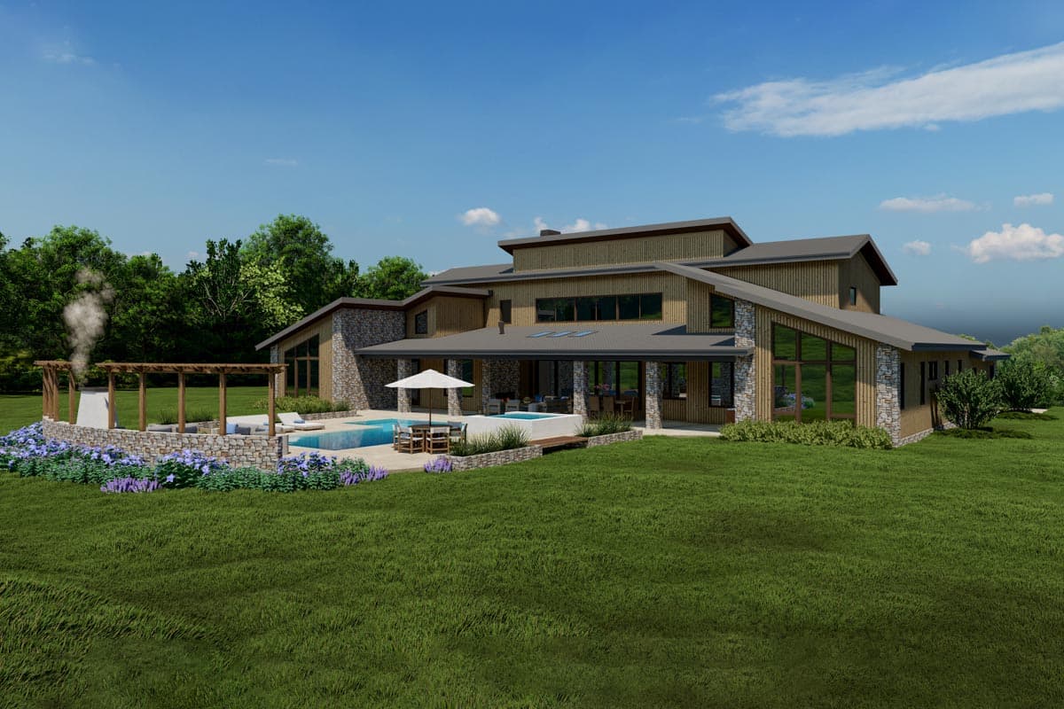 Plan 871029JEN: Symmetrical Modern House Plan with Matching Wings and Large Outdoor Entertaining Space - Image #8 - Contemporary, Mid Century Modern, Modern