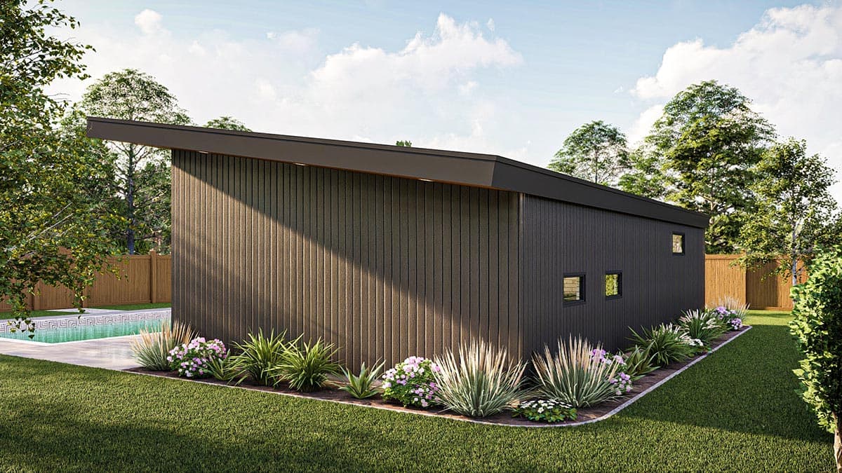 Plan 623208DJ: 600 Square Foot Modern Style Pool House Plan - Image #4 - Mid Century Modern, Modern