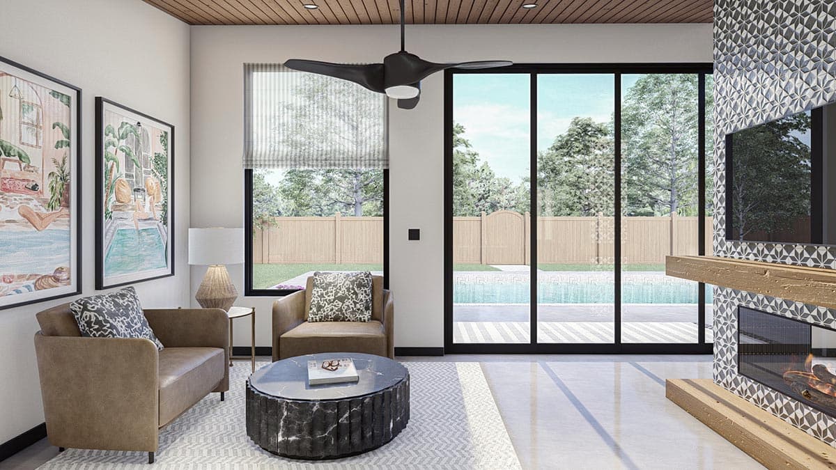 Plan 623208DJ: 600 Square Foot Modern Style Pool House Plan - Image #10 - Mid Century Modern, Modern